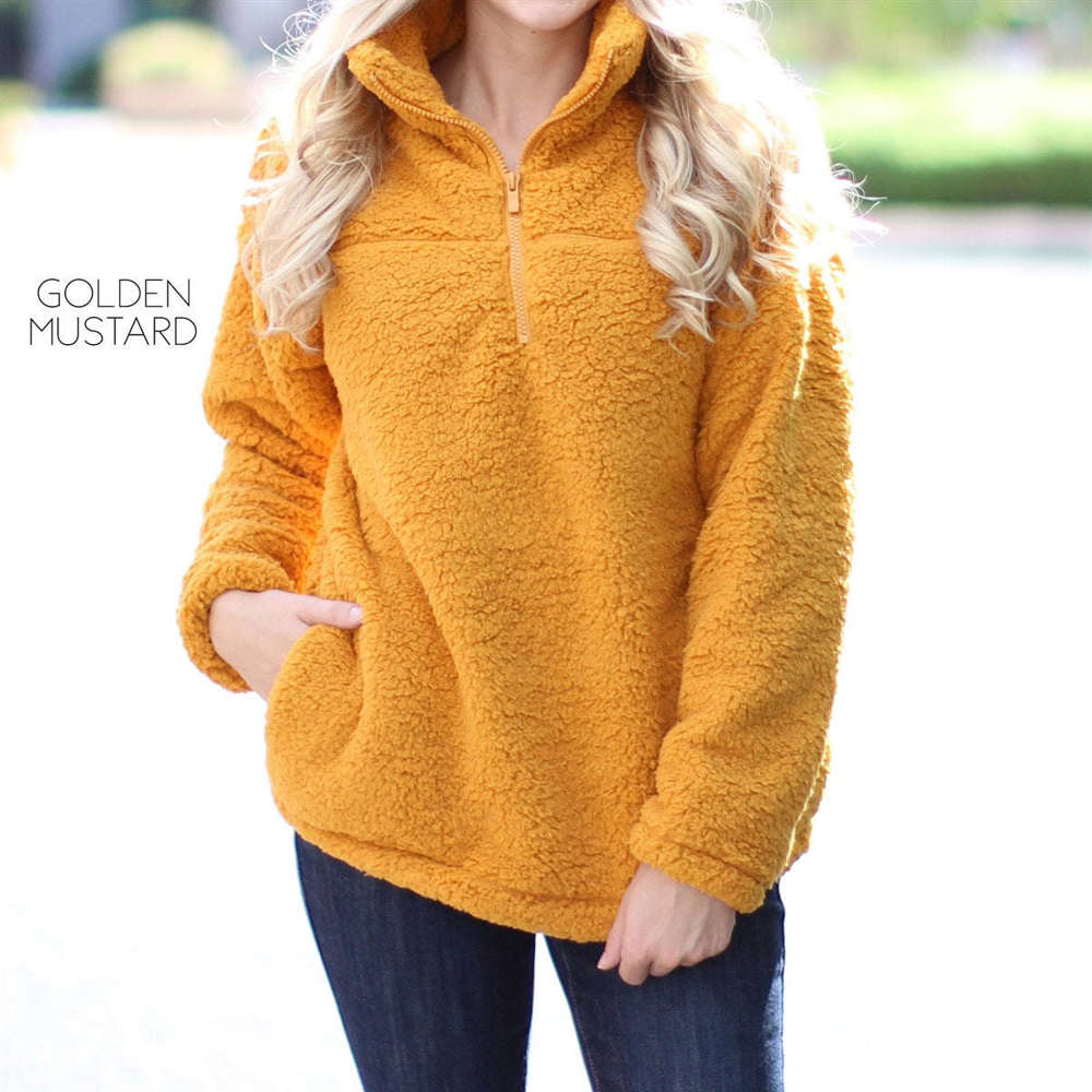 Cozy Pullover | S-XL | Plush Fabric | Zipper & Pockets | Cold Weather Essential