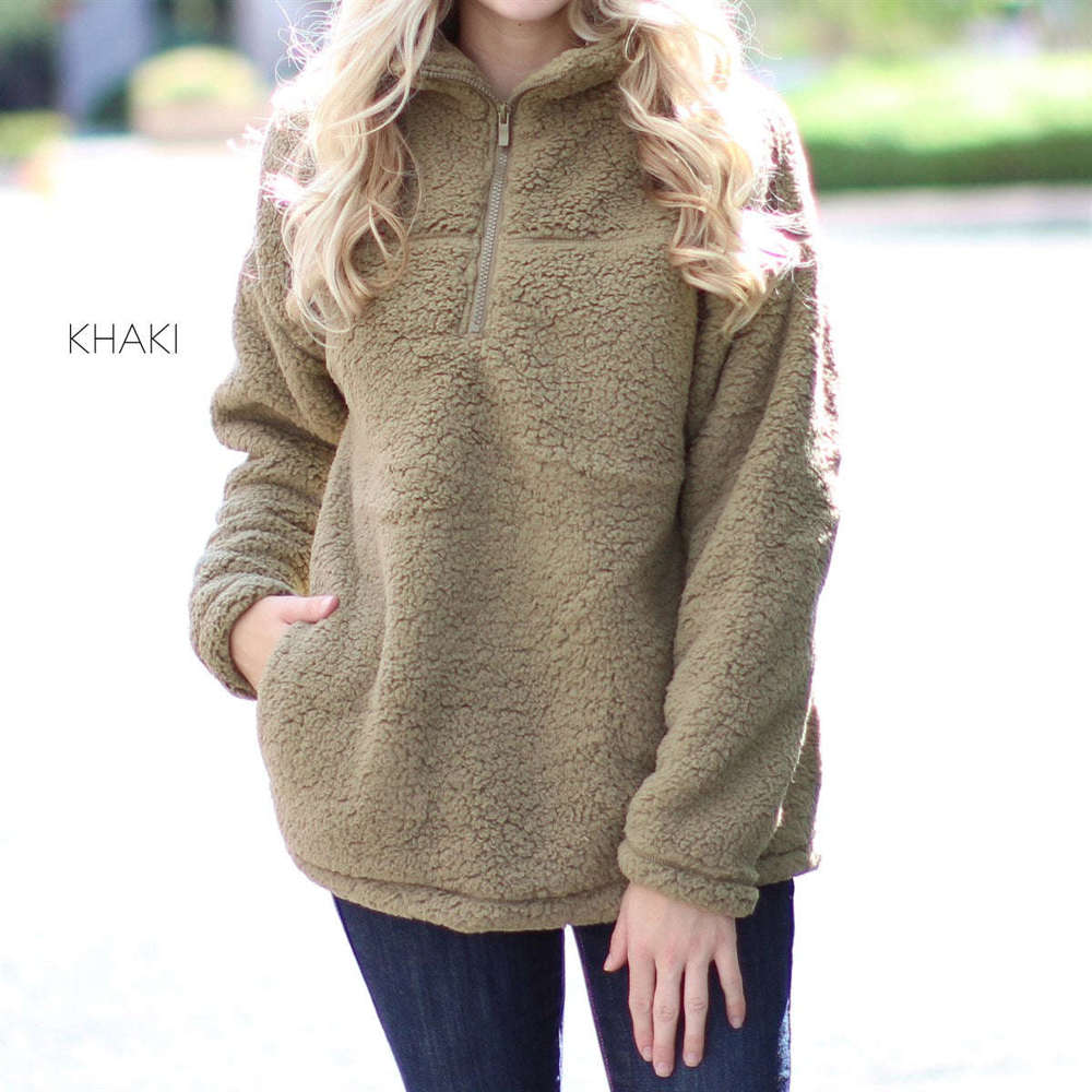 Cozy Pullover | S-XL | Plush Fabric | Zipper & Pockets | Cold Weather Essential