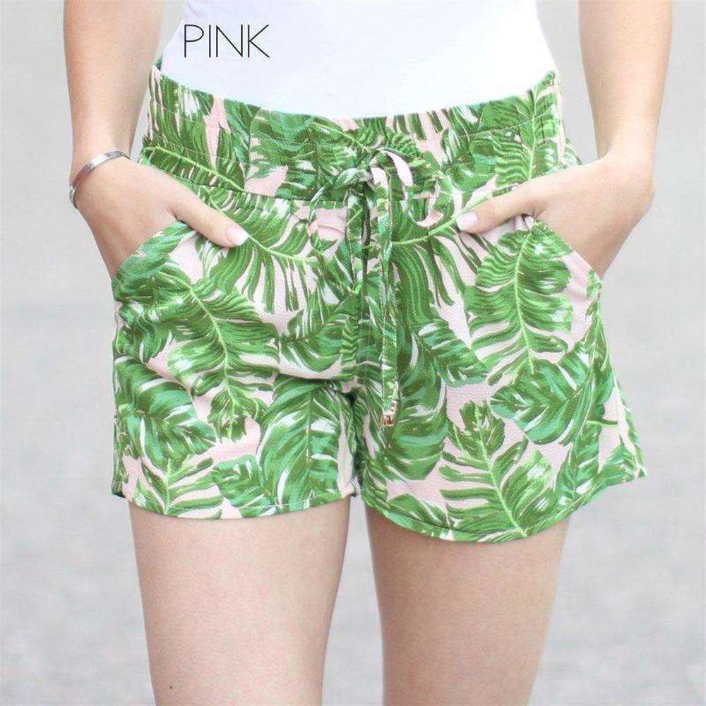 Vacay Shorts | Lightweight Flowy Fabric | Palm Leaf Design