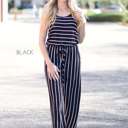 Large Black Striped Jumpsuit | S-L | Ultra-Soft Fabric | Drawstring Waist & Pockets | Versatile Styling