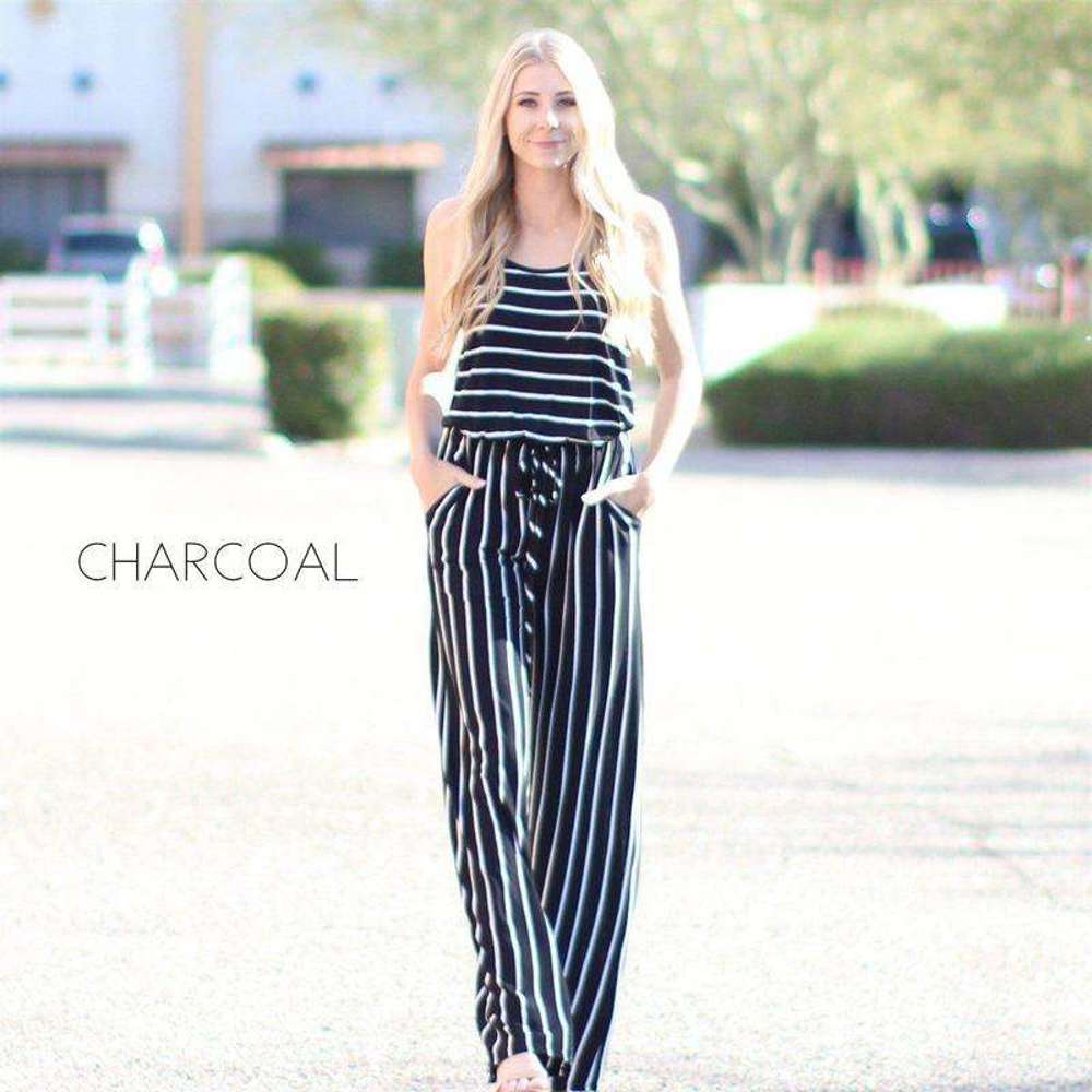 Striped Jumpsuit | S-L | Ultra-Soft Fabric | Drawstring Waist & Pockets | Versatile Styling