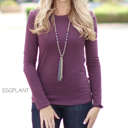 Small Eggplant Layering Tee | S-XL | Soft & Relaxed Fit | V-Neck or Crew Neck | Wardrobe Essential