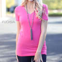 Medium Fuchsia Layering Short Sleeve Tee | S-XL | Soft & Comfortable | Perfect for Layering | Available in Multiple Colors