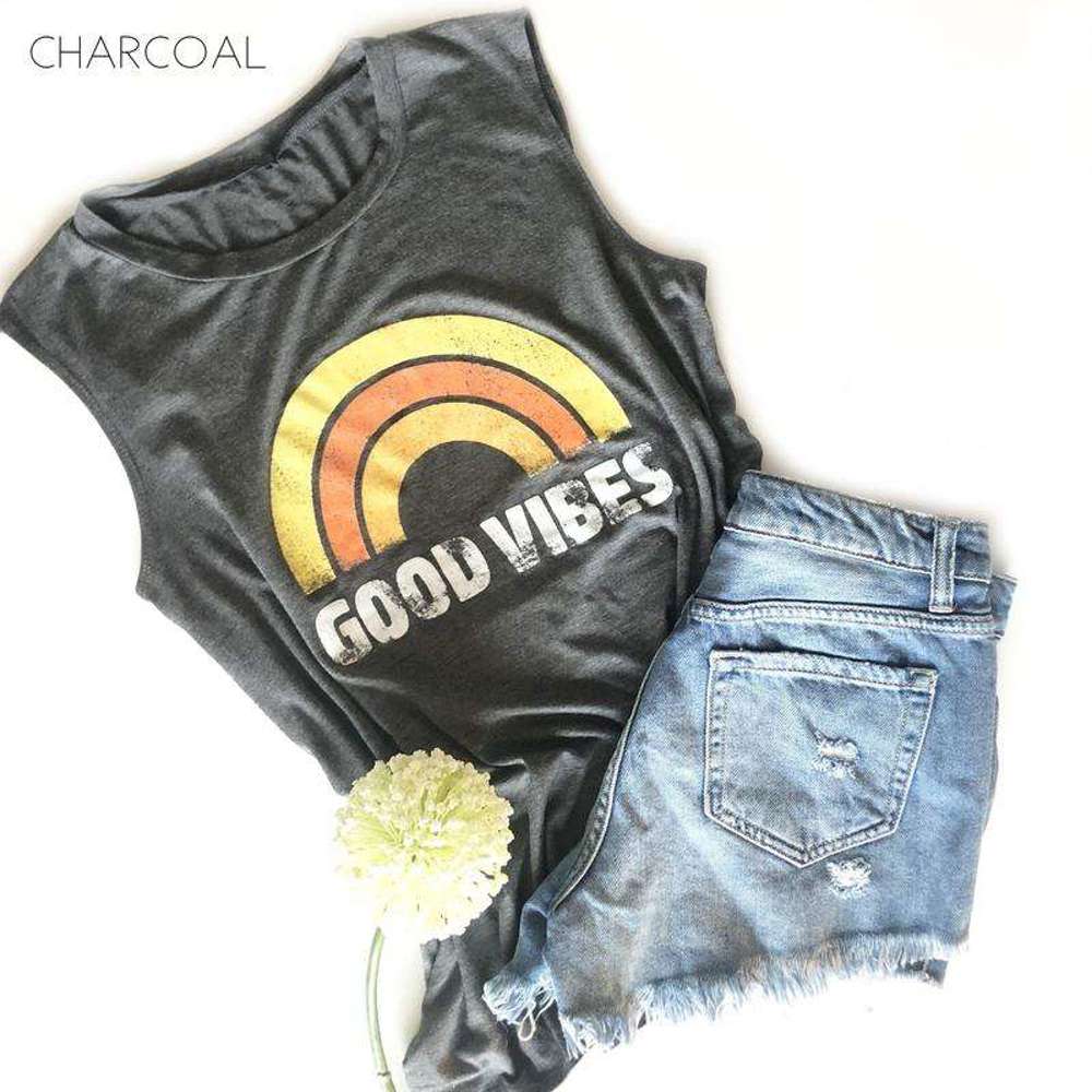 Good Vibes Tank | S-L | Distressed Print | Relaxed Fit | Comfortable Fabric Blend