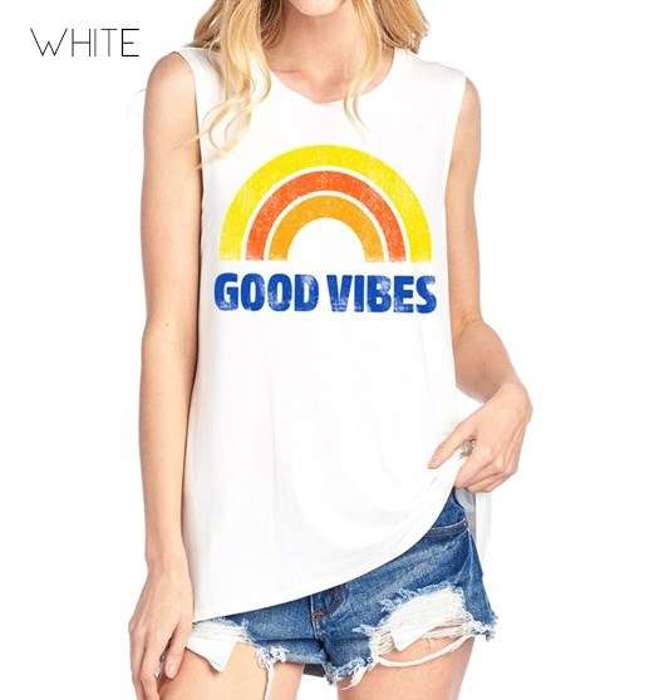 Good Vibes Tank | S-L | Distressed Print | Relaxed Fit | Comfortable Fabric Blend