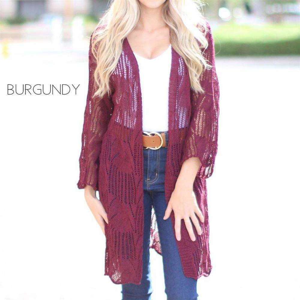 Crochet Knit Open Cardi | Longer Length | Available in Multiple Colors