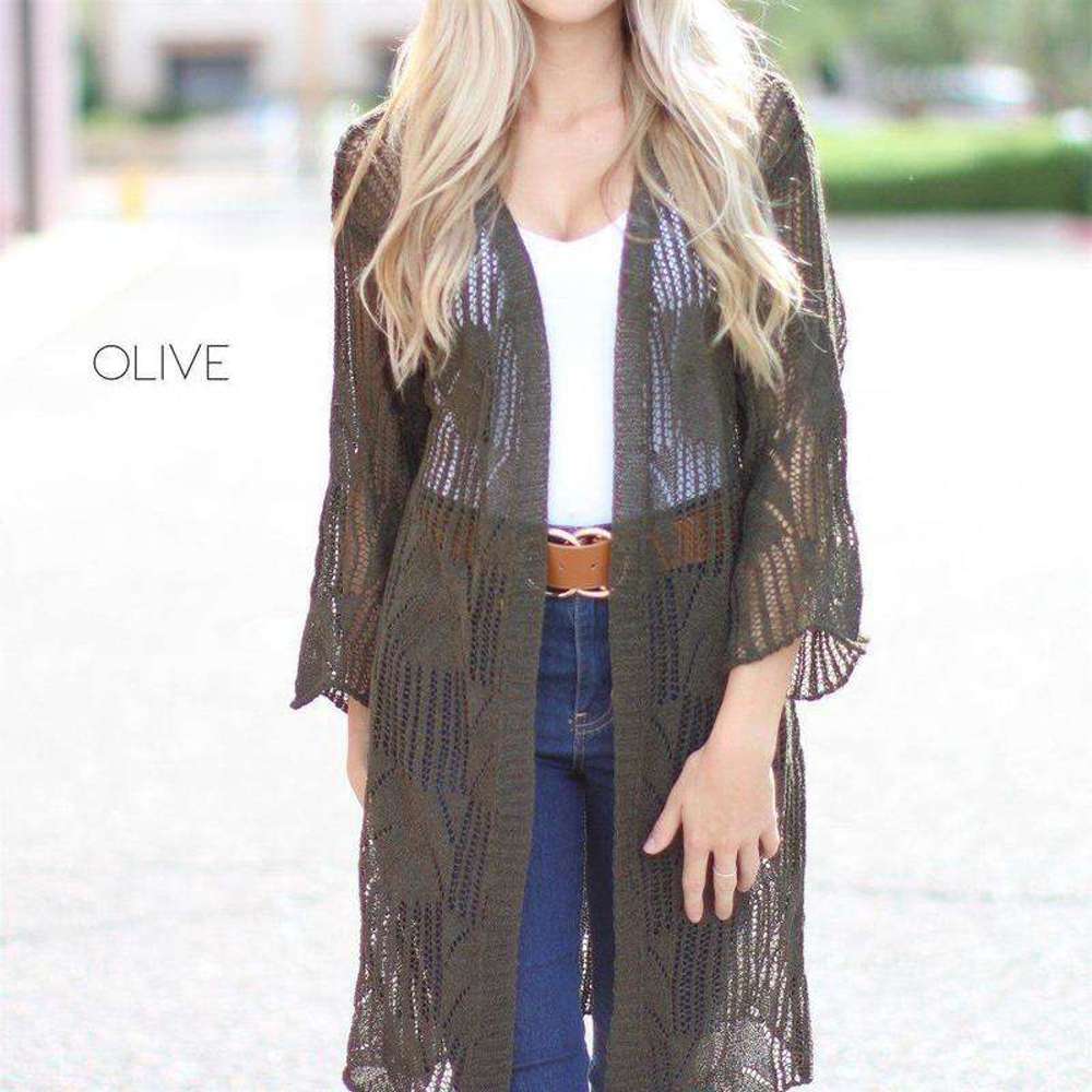 Crochet Knit Open Cardi | Longer Length | Available in Multiple Colors