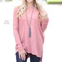 Large Ash Rose Side Slit Sweater Tunic | S-XL | Oversized Fit | Ultra-Soft Ribbed Fabric | Cozy Layer