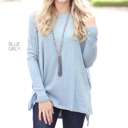 Large Blue Grey Side Slit Sweater Tunic | S-XL | Oversized Fit | Ultra-Soft Ribbed Fabric | Cozy Layer