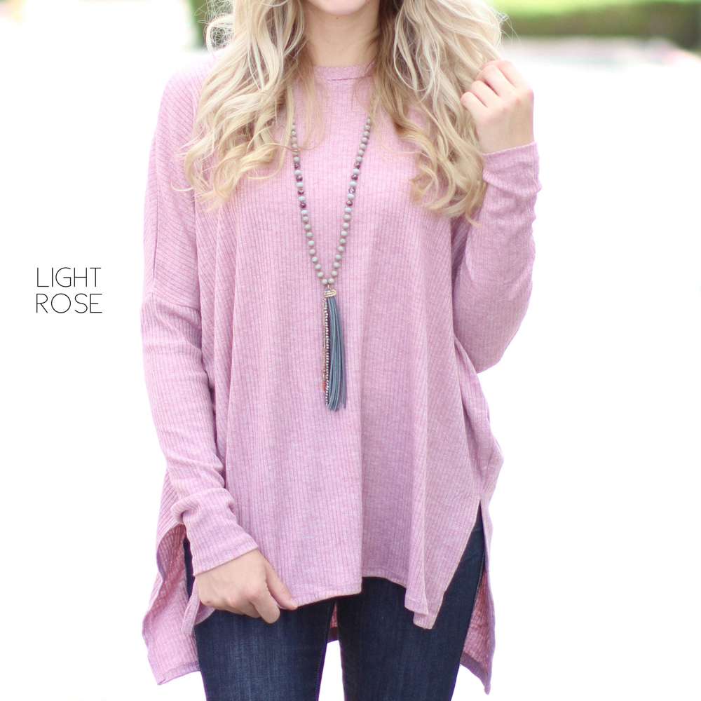 Side Slit Sweater Tunic | S-XL | Oversized Fit | Ultra-Soft Ribbed Fabric | Cozy Layer