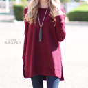 Small Dark Burgundy Waffle Side Slit Tunic | S-XL | Side Slit Design | Ultra-Soft Fabric | Versatile Fit