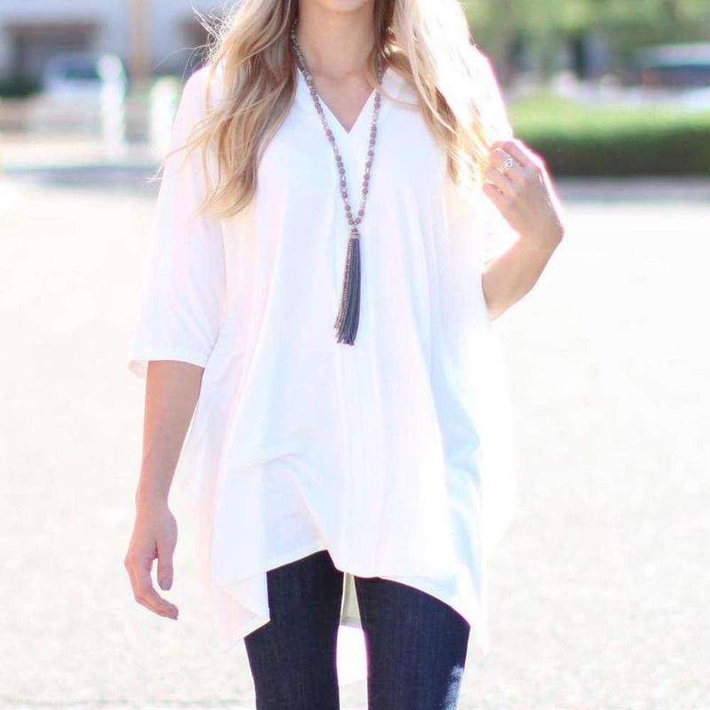 Flowy Tunic Top | 1XL-3XL | Soft V-Neck Poncho Style | Loose & Oversized Fit | Ideal for Layering