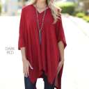 1X Dark Red Flowy Tunic Top | 1XL-3XL | Soft V-Neck Poncho Style | Loose & Oversized Fit | Ideal for Layering