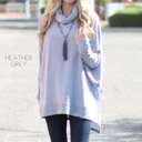 Medium Heather Grey Ultra Soft Cowl Neck Sweater Tunic | XS-XL | Oversized Fit | Cozy Cowl Neck | Ultra-Soft Fabric