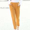 Medium Mustard Cuffed Pants | Small-Medium | Elastic Waistband | Comfortable Fit | Year-Round Essential | Pockets | Classic Style | Versatile Look