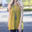 Medium Olive Mustard Side Slit Layering Tank | S-3XL | Sleeveless Design | Perfect for Layering | Everyday Essential