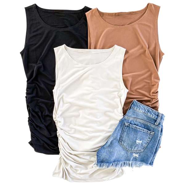 Ruched Tank | S-XL | Favorite Go-To Style | Sleeveless Design | Perfect for Layering | Available in Various Colors