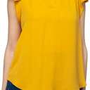 Large Yellow Ruffle Sleeve Top | S-L | Split V-Neckline | Ruffle Detail | Lightweight Layering