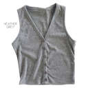 Large Heather Grey Ribbed Button Tank | S-L | Versatile Layering Piece | Button Detail | Soft Ribbed Fabric