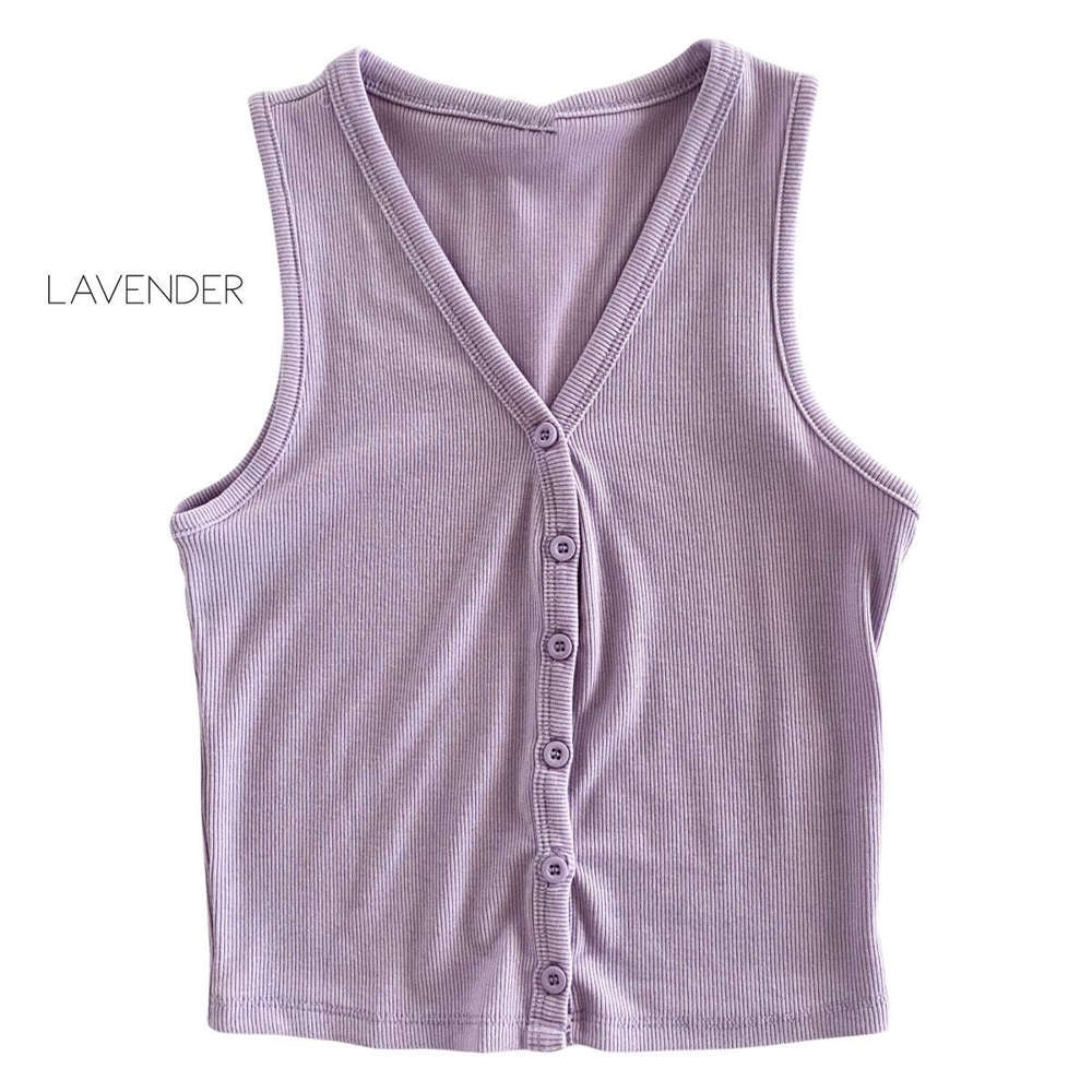 Ribbed Button Tank | S-L | Versatile Layering Piece | Button Detail | Soft Ribbed Fabric