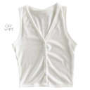 Large Off White Ribbed Button Tank | S-L | Versatile Layering Piece | Button Detail | Soft Ribbed Fabric