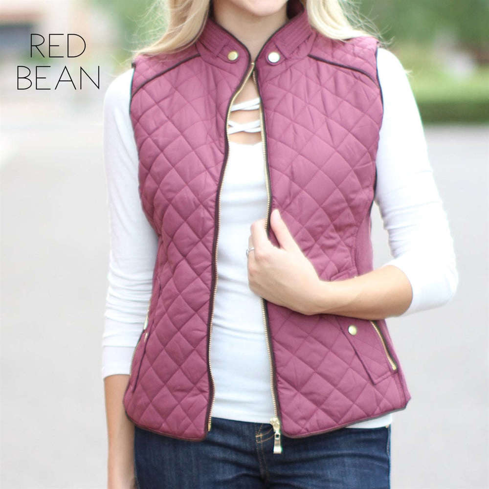 Quilted Vest | S-L | Perfect Layering Piece | Side Zippered Pockets | Knit Side Panel | On-Trend Style