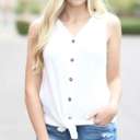  Button Waffle Tank | S-XL | Ultra-Soft Quality | Button Details | Versatile Style | Can Be Worn as Tie Front Top