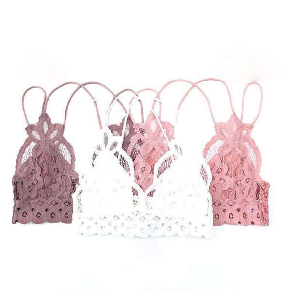 Lace Bralette | S-XL | Smocked Bandeau Back | Adjustable Elastic Straps | Comfortable Fit