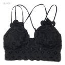 Large Black (Padded) Lace Bralette | S-XL | Smocked Bandeau Back | Adjustable Elastic Straps | Comfortable Fit