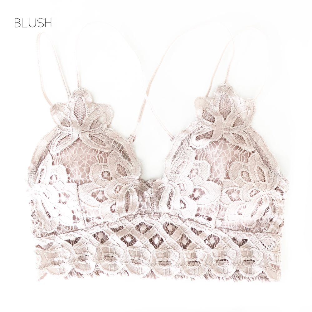 Lace Bralette | S-XL | Smocked Bandeau Back | Adjustable Elastic Straps | Comfortable Fit