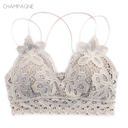 Medium Champagne (Padded) Lace Bralette | S-XL | Smocked Bandeau Back | Adjustable Elastic Straps | Comfortable Fit