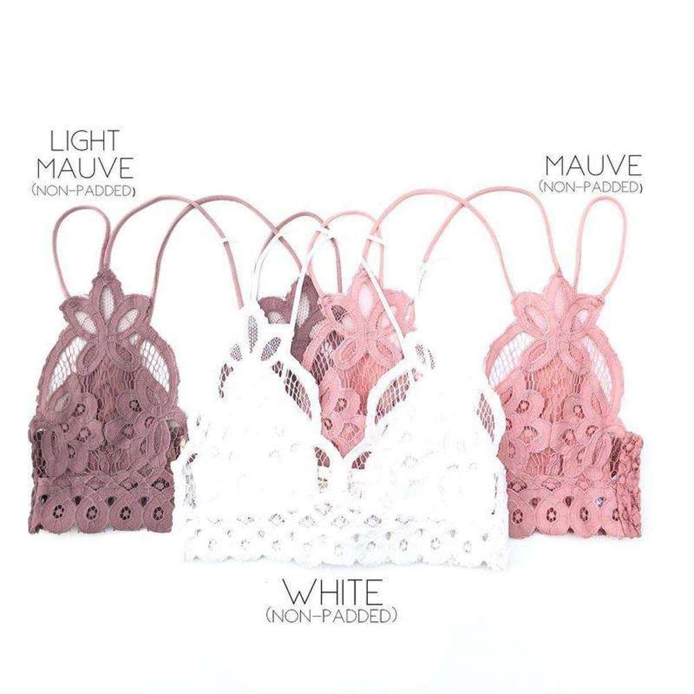 Lace Bralette | S-XL | Smocked Bandeau Back | Adjustable Elastic Straps | Comfortable Fit