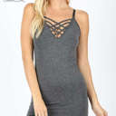 S-M Charcoal Cross Front Cami | S-3XL | Stylish Cross Front Design | Comfortable Fit | Perfect for Layering