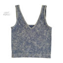 S-M Light Indigo Reversible Cropped Tank | S/M-L/XL | Ribbed | Two-Way Neckline