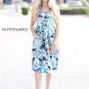 Small Hummingbird Button Midi Dress | S | Staple for Warm Weather | Easy to Dress Up or Down