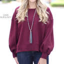 XL Dark Burgundy Trending Oversized Sweatshirt | S-XL | Ultra-Soft Fabric | Bubble Sleeves | Cozy Fit