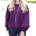 Small Dark Plum Trending Oversized Sweatshirt | S-XL | Ultra-Soft Fabric | Bubble Sleeves | Cozy Fit