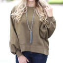 Medium Dusty Olive Trending Oversized Sweatshirt | S-XL | Ultra-Soft Fabric | Bubble Sleeves | Cozy Fit