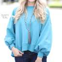 Small Dusty Teal Trending Oversized Sweatshirt | S-XL | Ultra-Soft Fabric | Bubble Sleeves | Cozy Fit