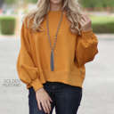 Small Golden Mustard Trending Oversized Sweatshirt | S-XL | Ultra-Soft Fabric | Bubble Sleeves | Cozy Fit