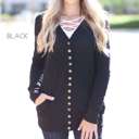 Small Black Pocket Snap Cardigan | Small to X-Large | Snap Front Design | Ribbed Detailing