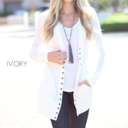 XL Ivory Pocket Snap Cardigan | Small to X-Large | Snap Front Design | Ribbed Detailing