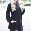 XL Black Ultra Soft Bubble Sleeve Tunic | S-3XL | Ultra Soft Quality | Bubble Sleeve Design | Functional Pockets | Perfect for Casual Looks