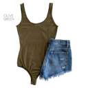 Small Olive Green Double Scoop Bodysuit | S-L | Double Scoop Neckline | Snap Button Closure | Wardrobe Essential