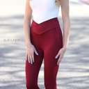 Medium Burgundy Crossover Waist Leggings | S-XL | Multiple Colors | Soft Fabric