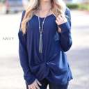 Large Dark Navy Knot Detail Waffle Tunic | S-XL | Perfect for Layering | Trending Waffle Design | Knot Detail | Easy to Style