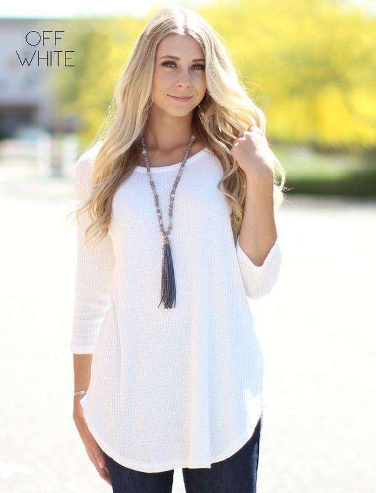 Trending Waffle Tunic | S-L | Soft Waffle Knit | 3/4 Sleeve Design | Perfect for Layering