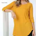 Large Mustard Trending Waffle Tunic | S-L | Soft Waffle Knit | 3/4 Sleeve Design | Perfect for Layering