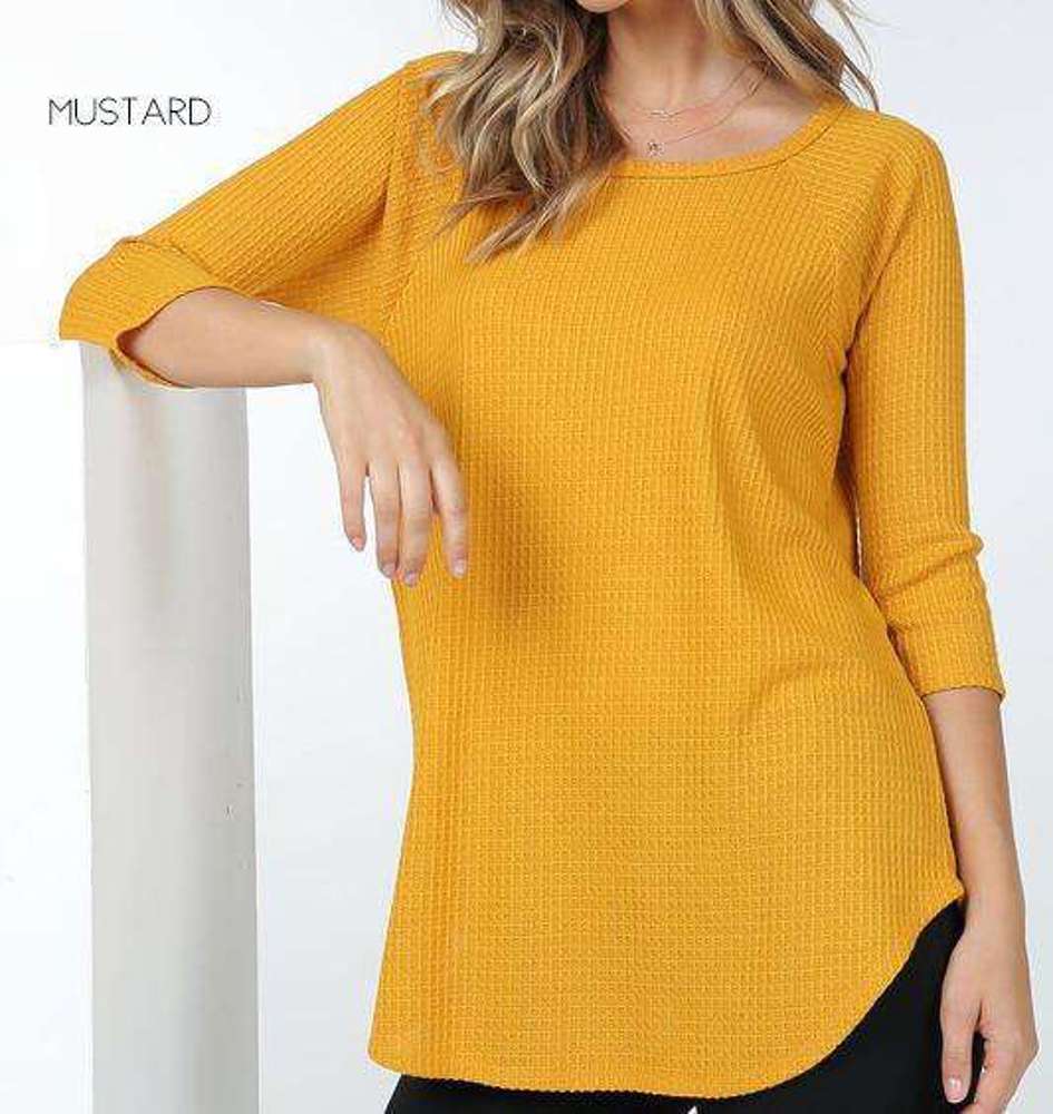 Trending Waffle Tunic | S-L | Soft Waffle Knit | 3/4 Sleeve Design | Perfect for Layering