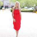 Medium Tomato Red Layered Midi Dress | S-XL | Flowy | Ultra-Soft | Everyday Essential | Versatile Style | Year-Round Wardrobe Staple